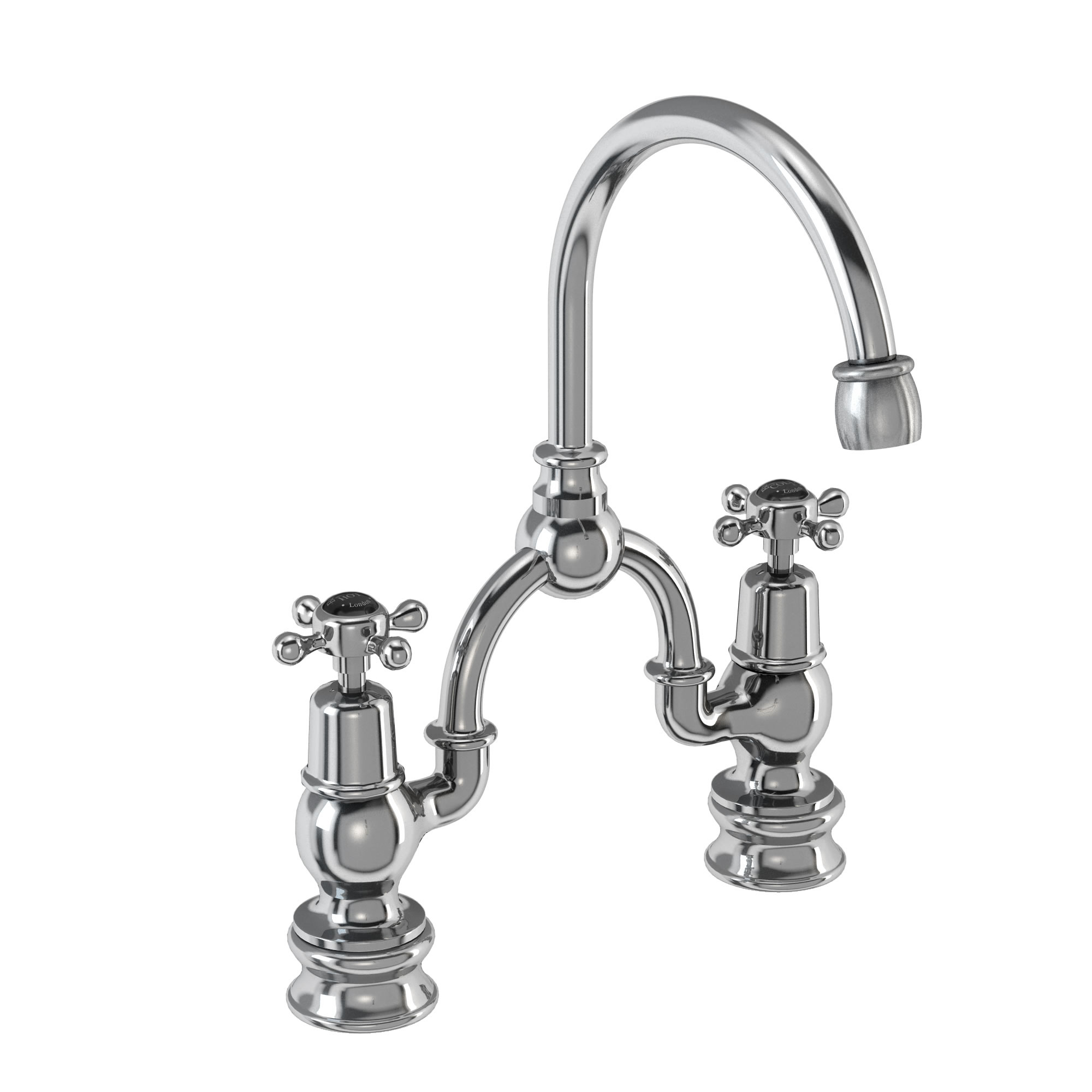 2 tap hole arch mixer with curved spout (200mm centres) 